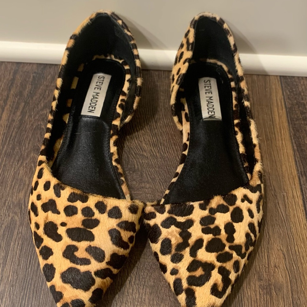 Steve Madden Real Fur Animal Print Flats